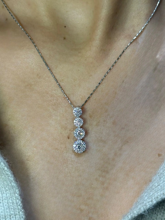 Ladies Gradual Round Cluster Necklace