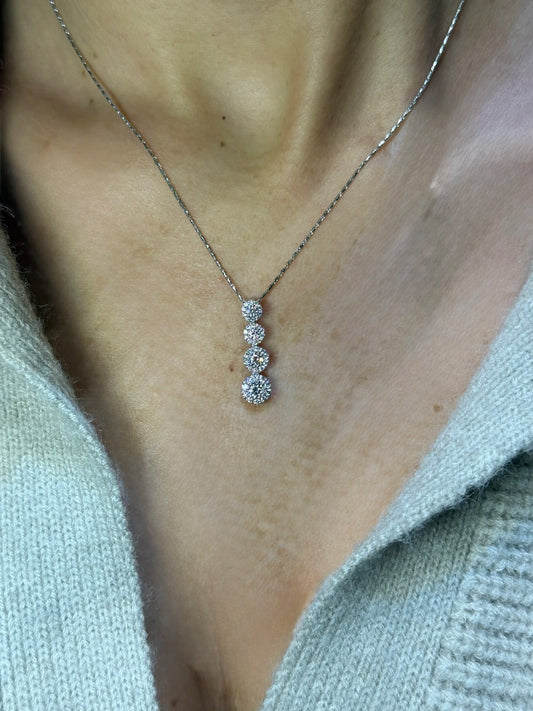 Ladies Gradual Round Cluster Necklace