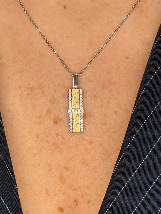 Ladies Bar Bezel Set Round Diamond Pendant