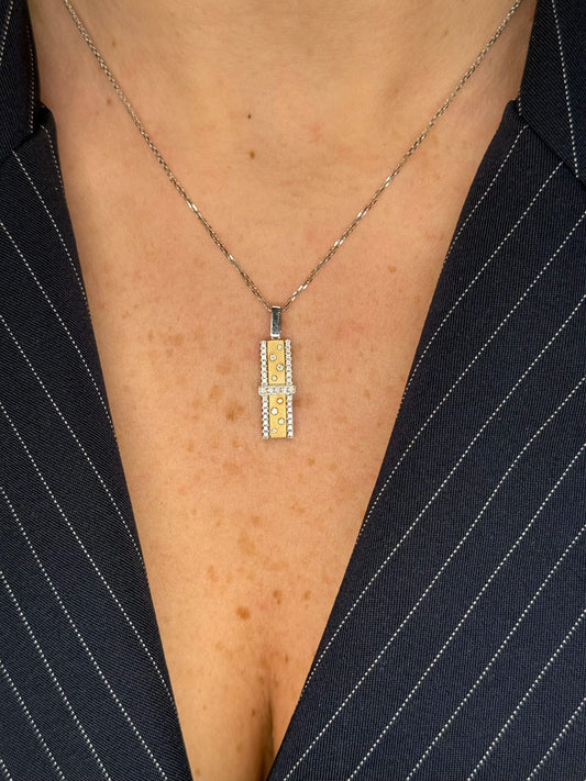 Ladies Bar Bezel Set Round Diamond Pendant