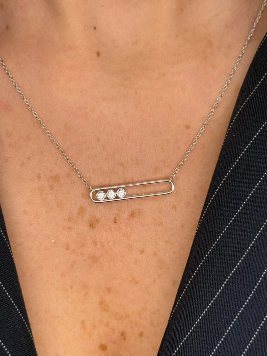 Ladies Bar and Loose Diamond Necklace