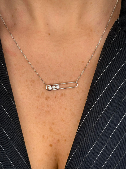 Ladies Bar and Loose Diamond Necklace
