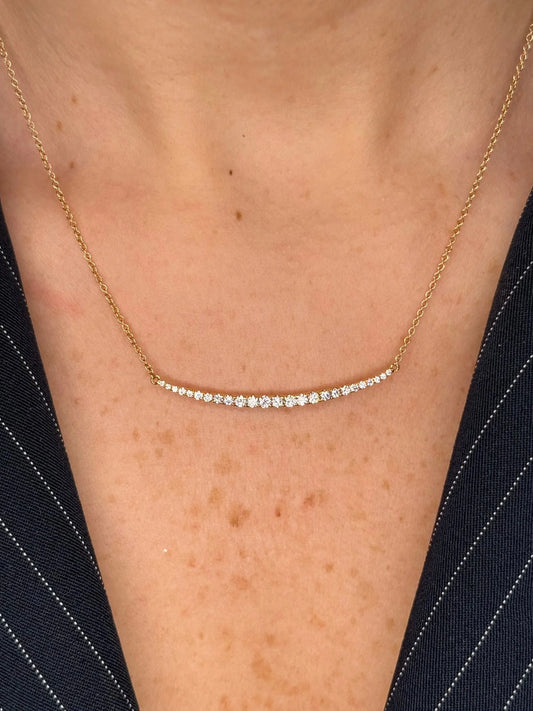 Ladies Rose Gold and Diamond Bar Necklace