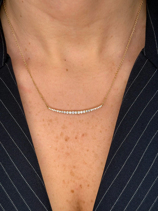 Ladies Rose Gold and Diamond Bar Necklace