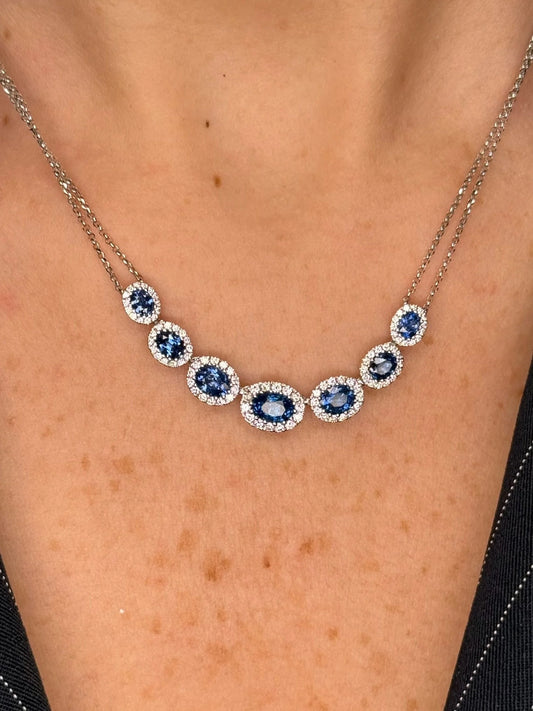 Ladies Sapphire and Diamond Necklace