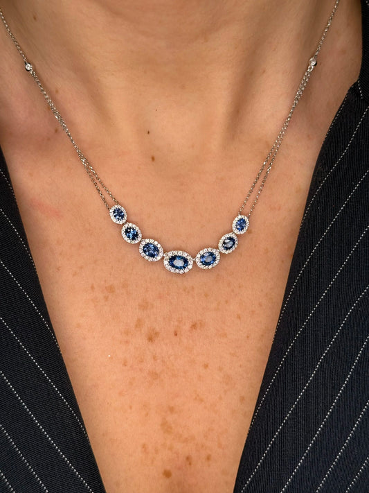 Ladies Sapphire and Diamond Necklace