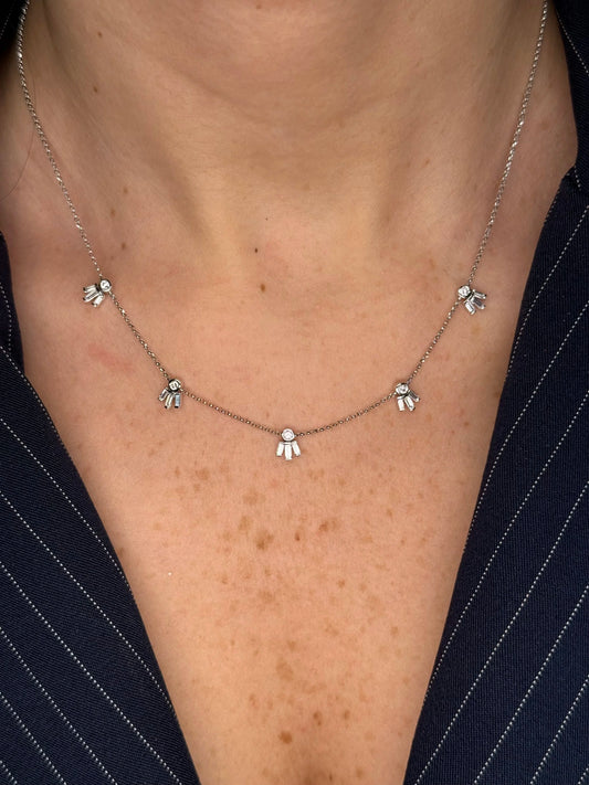 Ladies Baguette and Round Diamond Necklace