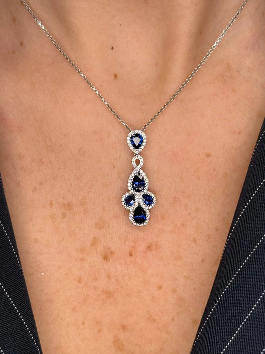 Ladies Graduated Sapphire and Diamond Pendant