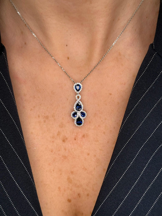 Ladies Graduated Sapphire and Diamond Pendant