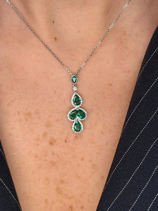 Ladies Emerald Drop Pendant