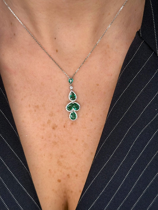 Ladies Emerald Drop Pendant