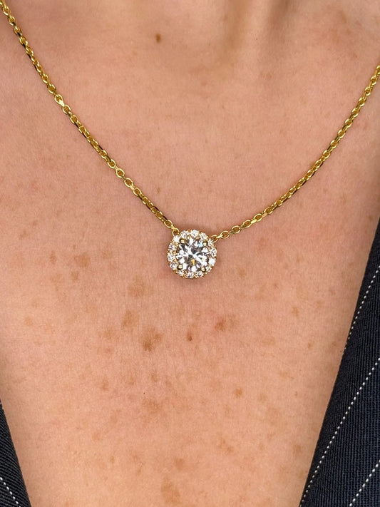 Ladies Round Diamond Cluster Pendant