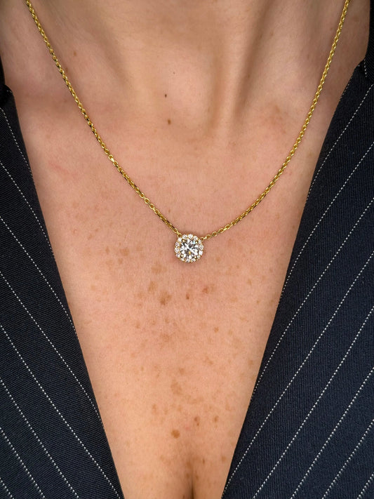 Ladies Round Diamond Cluster Pendant