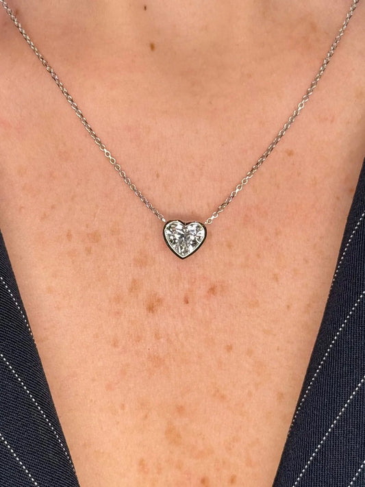 Ladies Lab Grown Heart Shaped Pendant