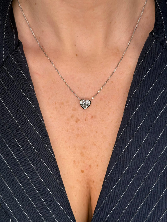 Ladies Lab Grown Heart Shaped Pendant