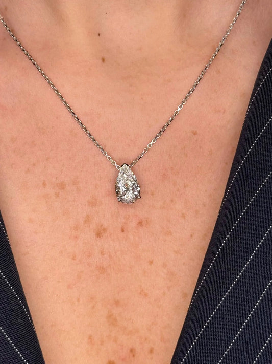 Ladies Lab Grown Pear Shaped Pendant