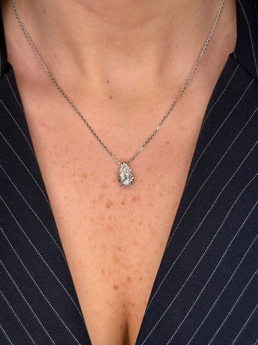 Ladies Lab Grown Pear Shaped Pendant