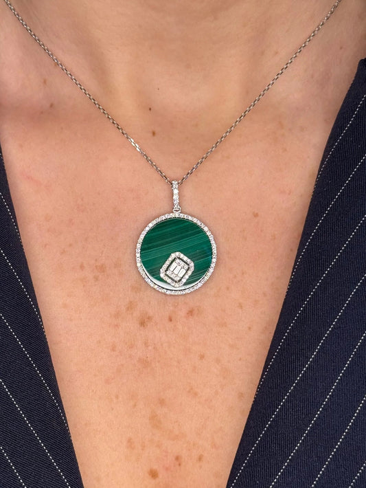 Ladies Malachi and Diamond Pendant