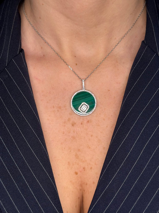 Ladies Malachi and Diamond Pendant