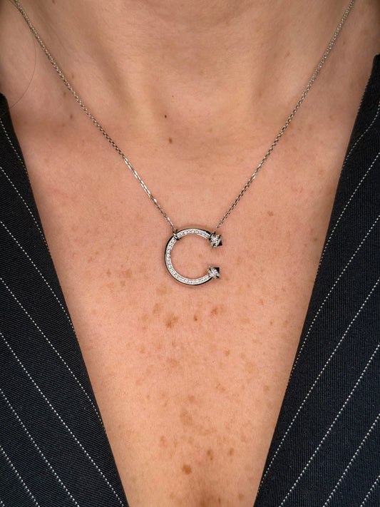 Ladies Sapphire and Round Diamond 3/4 Pendant