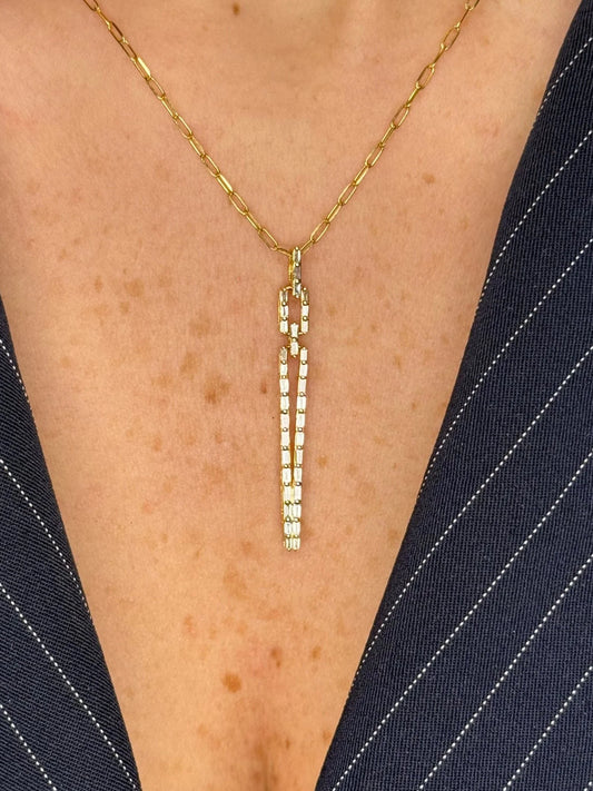 Ladies Narrow Shaped Baguette Diamond Pendant