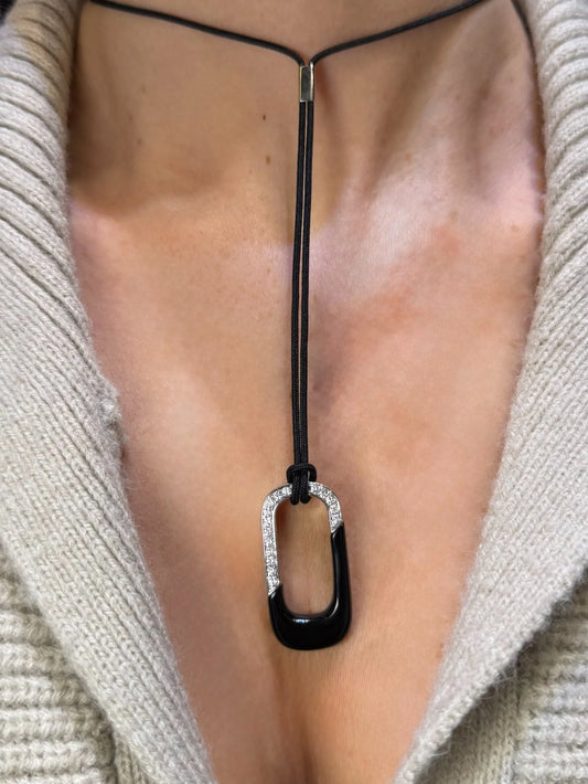 Ladies Onyx and Diamond Pendant