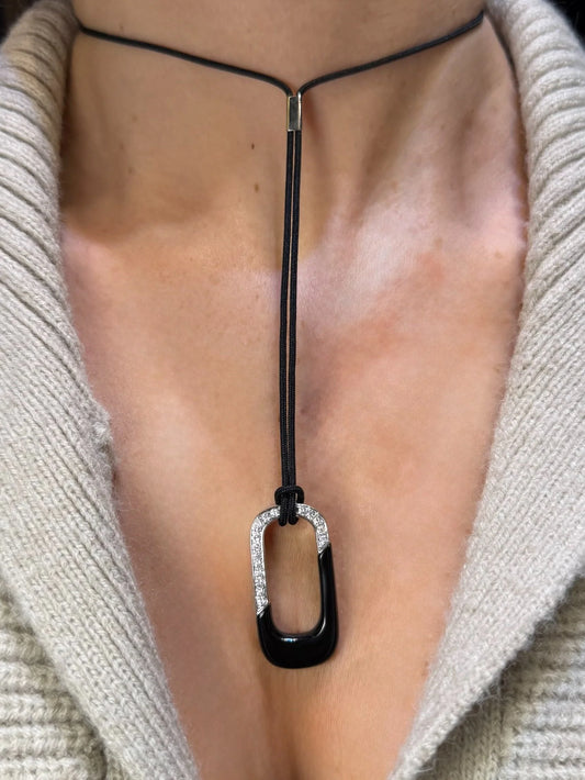 Ladies Onyx and Diamond Pendant