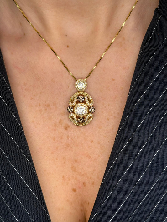 Ladies Old Vintage Style Diamond Pendant