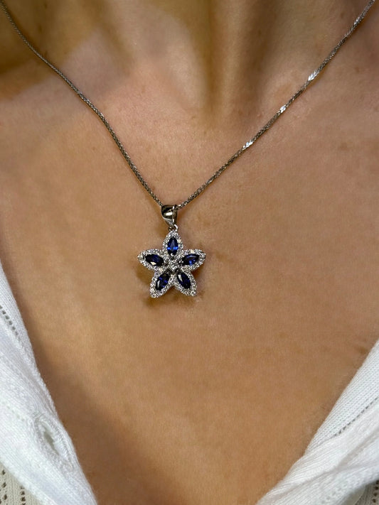 Ladies Sapphire and Diamond Star Pendant
