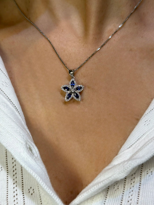 Ladies Sapphire and Diamond Star Pendant