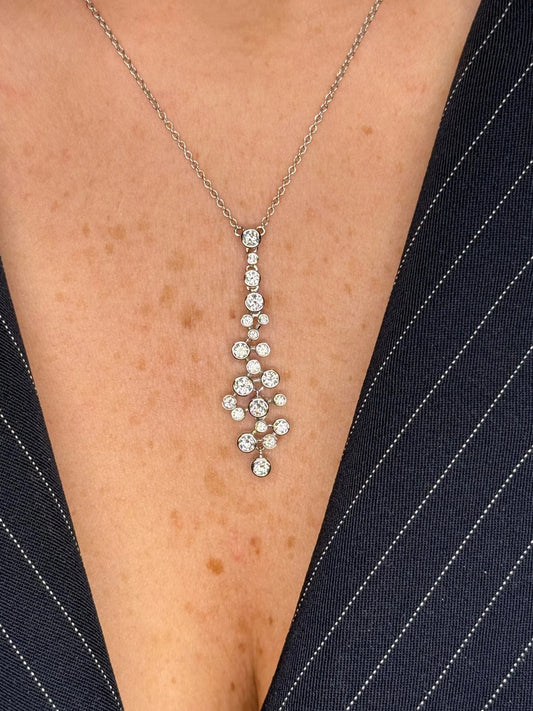 Ladies Alternating Size Round Diamond Bezel Pendant