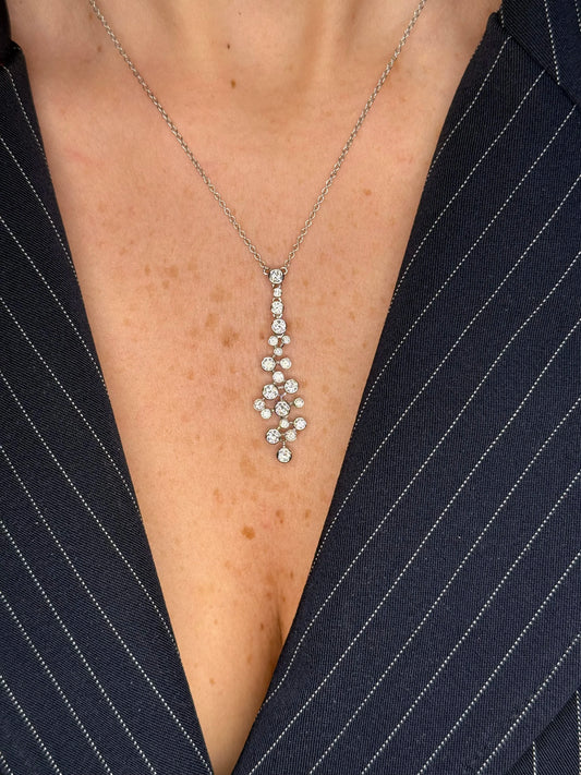 Ladies Alternating Size Round Diamond Bezel Pendant