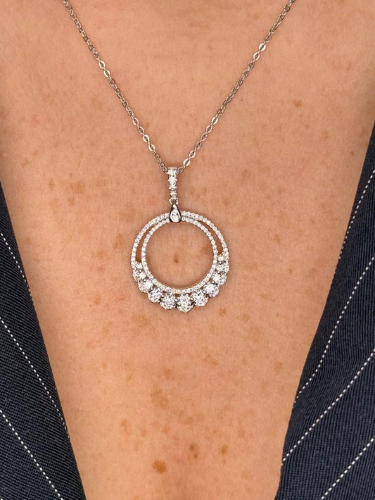 Ladies Spaced Out Round Diamond Pendant
