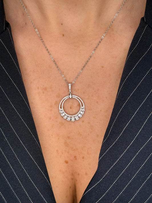 Ladies Spaced Out Round Diamond Pendant