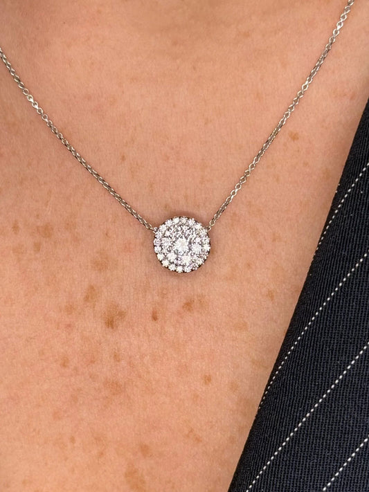 Ladies Small Round Diamond Cluster Pendant