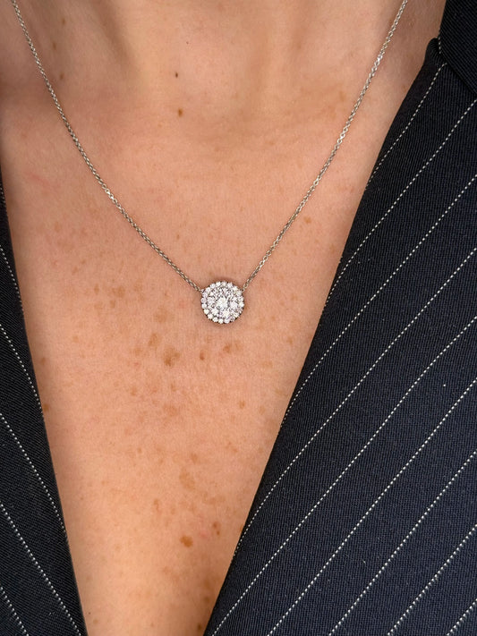 Ladies Small Round Diamond Cluster Pendant