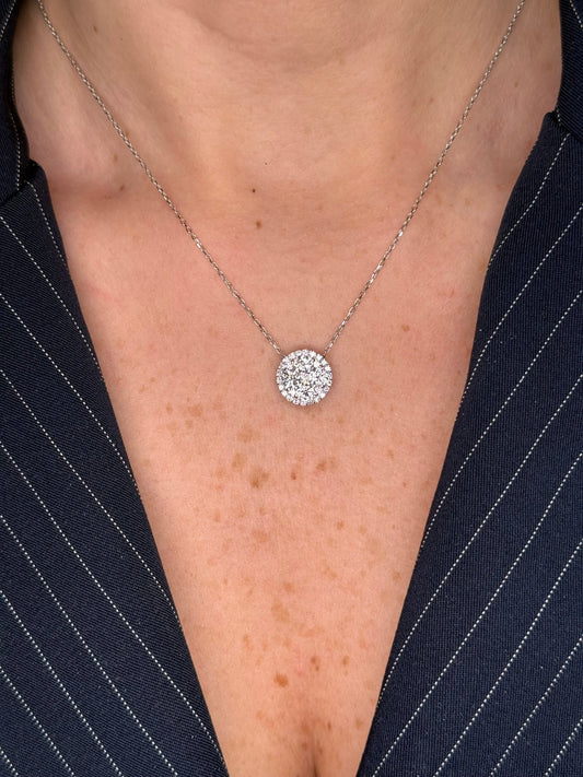 Ladies Large Round Diamond Cluster Pendant