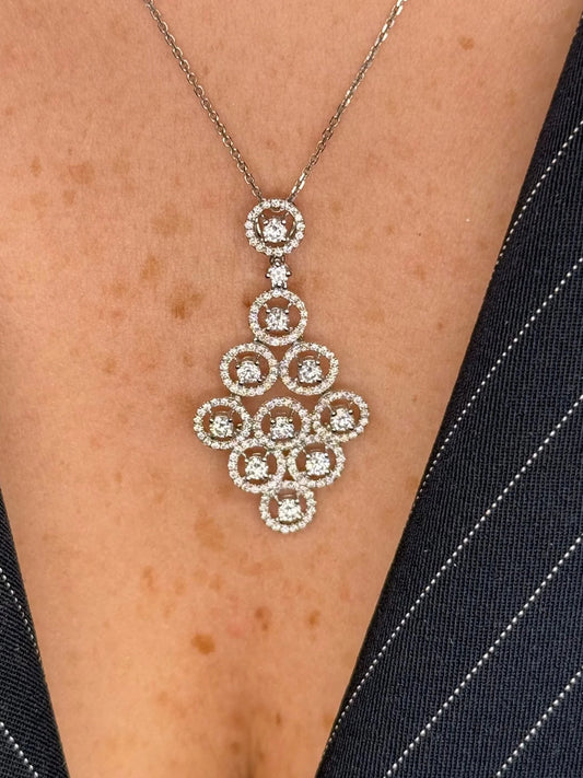 Ladies Halo Diamond Cluster Pendant