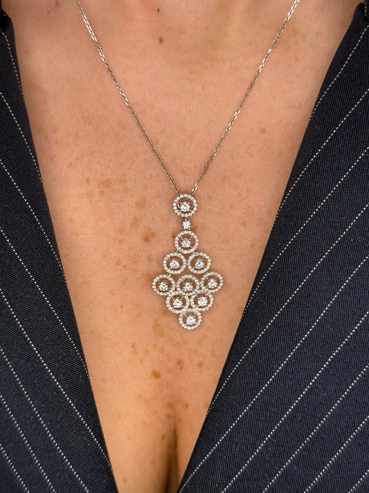 Ladies Halo Diamond Cluster Pendant