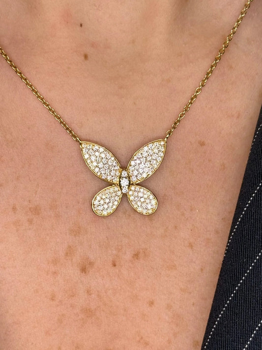 Ladies Pave Set Butterfly Pendant