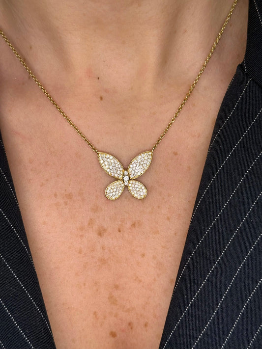 Ladies Pave Set Butterfly Pendant