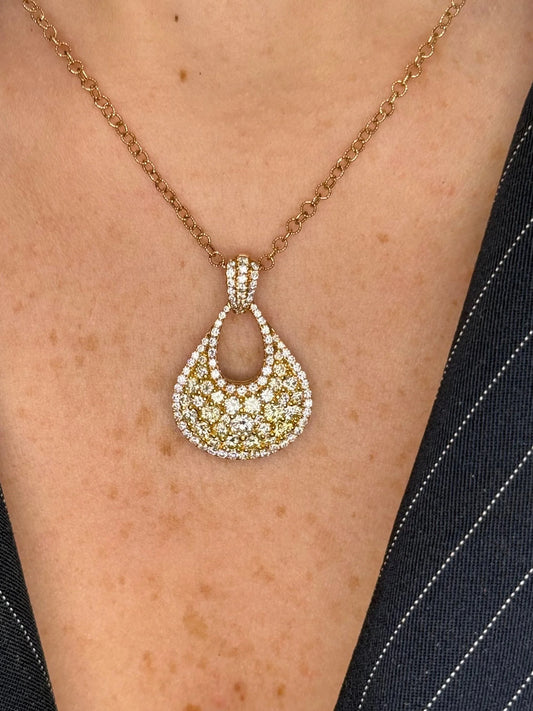 Ladies Diamond and Yellow Diamond Fancy Pendant
