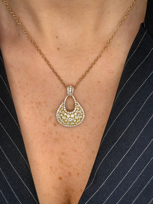 Ladies Diamond and Yellow Diamond Fancy Pendant