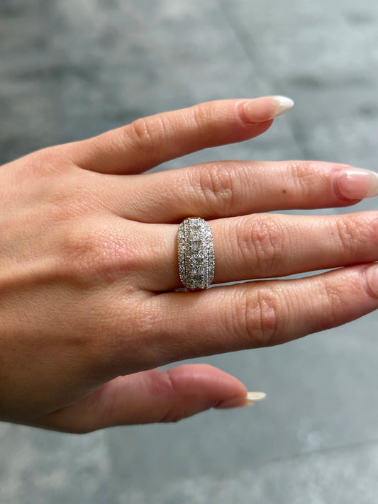 Ladies Round and Princess Cluster Diamond Ring