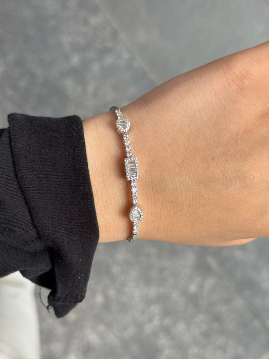 Ladies Emerald and Pear Shape Cluster Bangle Bracelet