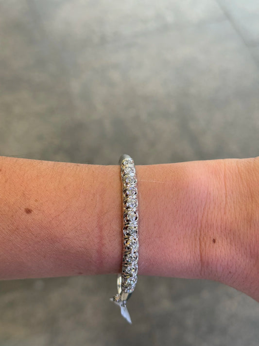 Ladies White Gold Twelve Stone Bangle