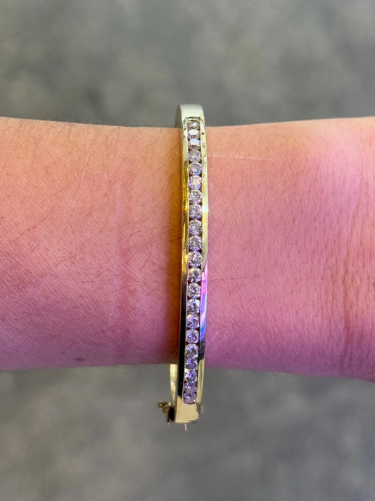 Ladies Channel Set Diamond Bangle Bracelet