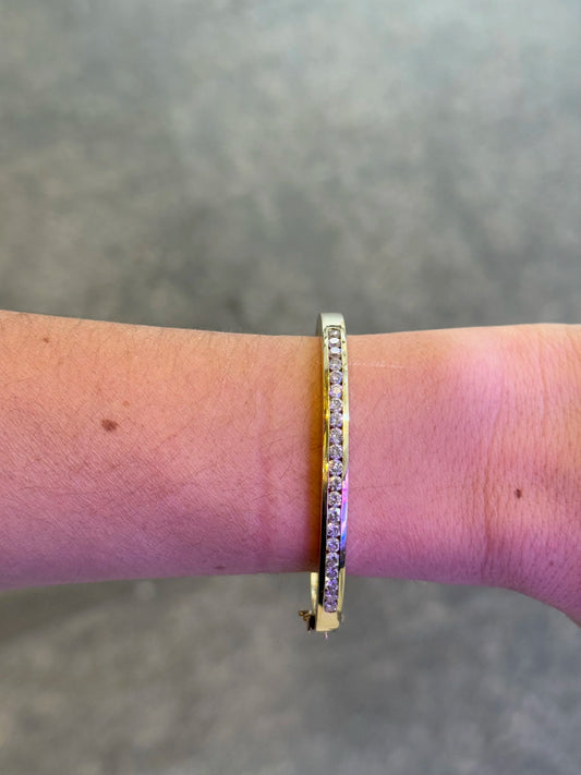 Ladies Channel Set Diamond Bangle Bracelet