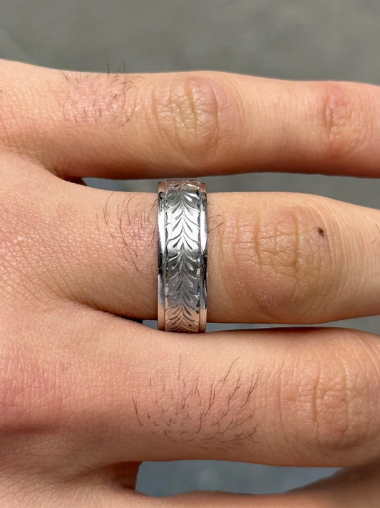 Men's Hand Engraved Center Wedding Band