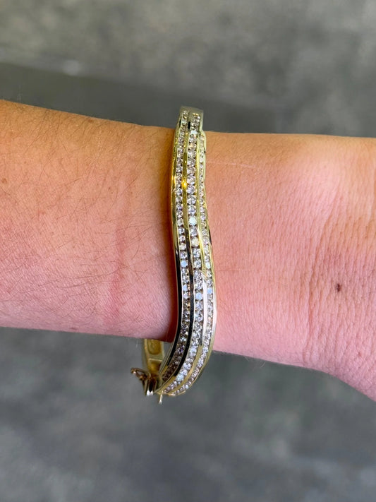 Ladies Three Row Channel Set Diamond Bangle